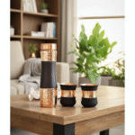 Copper Drinkware Gift Set of 2 Glass and 1 Bottle With Silk Finish Color - Black - Image 3