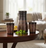 Copper Bedroom Antique Dark Finished Bottle with 2 Copper Glass - Image 2