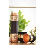 Copper Drinkware Gift Set of 2 Glass and 1 Bottle With Silk Finish Color - Black - Image 2