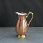 METALS BAZAR COPPER MUGHLAI HAMMERED JUG WITH LID BRASS HANDLE - Image 2