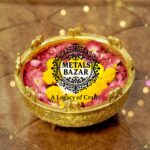 METALS BAZAR PURE BRASS EMBOSSED DESIGN URLI ELEPHANT STATUE-15cm - Image 2