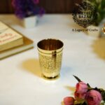 METALS BAZAR PURE BRASS EMBOSSED GLASS 300ML-1pc