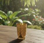 METALS BAZAR PURE BRASS EMBOSSED GLASS 300ML-1pc - Image 2