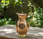METALS BAZAR COPPER MUGHLAI HAMMERED JUG WITH LID BRASS HANDLE