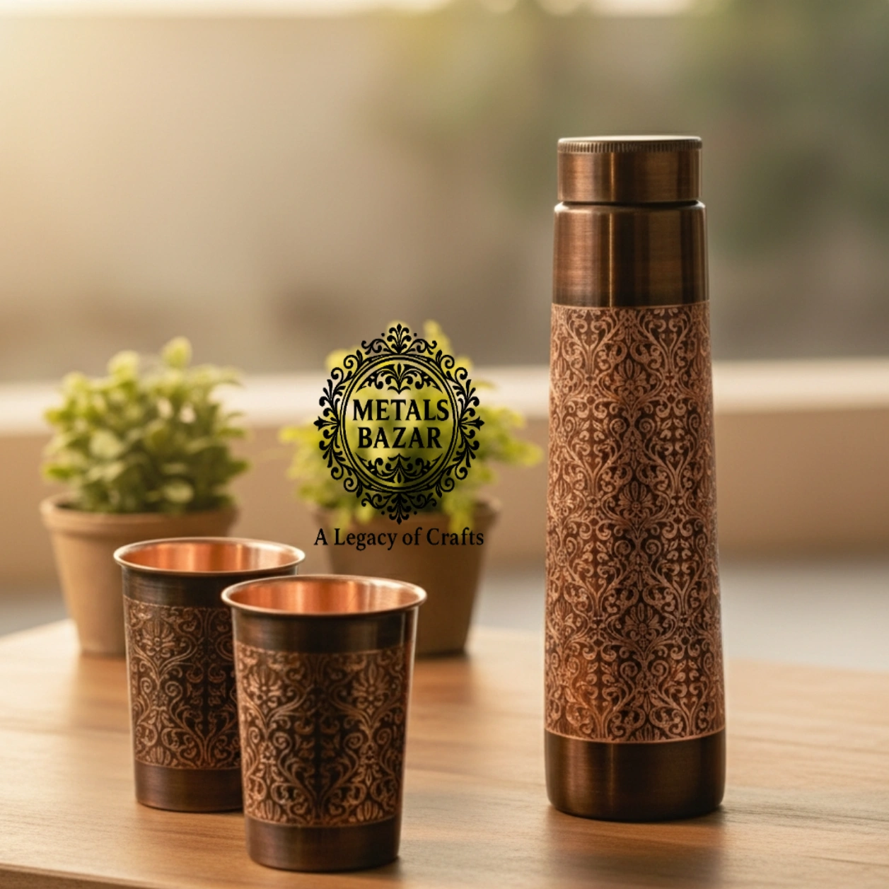 IMG_20251007_211807_894 METALS BAZAR COPPER ANTIQUE FINISH SLIM TUBE BOTTLE SET OF TWO GLASS - Image 1