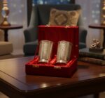 METALS BAZAR SILVER PLATED GLASS WITH VELVET BOX