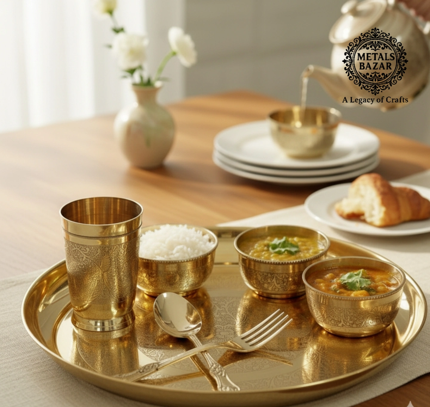 IMG_20251028_182442_367 METALS BAZAR BRASS DINNER SET 7pc - Image 1