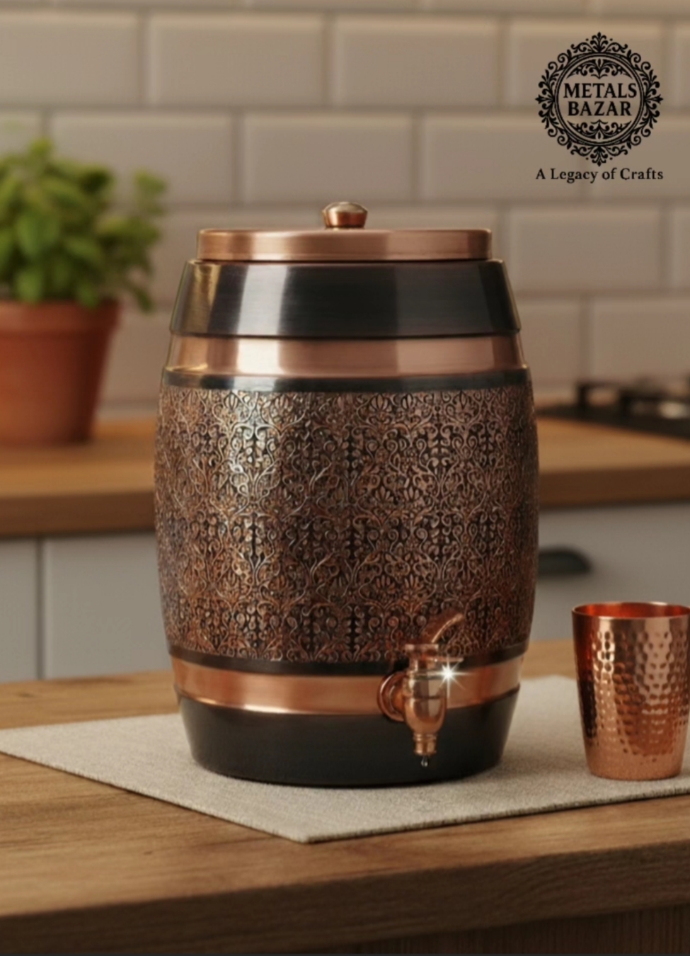 Oplus_16908288 METALS BAZAR COPPER ANTIQUE FINISH FILTER POT 5LTR,8LTR AND 11LTR - Image 1