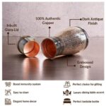 Pure Copper Bottle Embossed Bedroom Bottle With Inbuilt Glass- AntiqueDark - Image 4