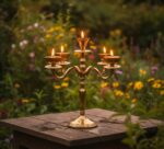 METALS BAZAR PURE BRASS 5- CANDLE ARMS CENTERPIECE CANDLE STAND - Image 2
