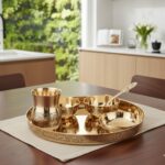 PURE BRONZE THALI SET | 6pc Pack DINNER SET EMBOSSED DESIGN - Image 2
