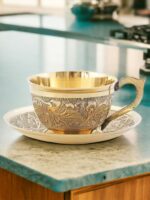 METALS BAZAR PURE BRASS CUP and SAUCER SET 150ML